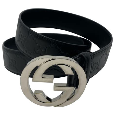 gucci leather logo belt - black - belts